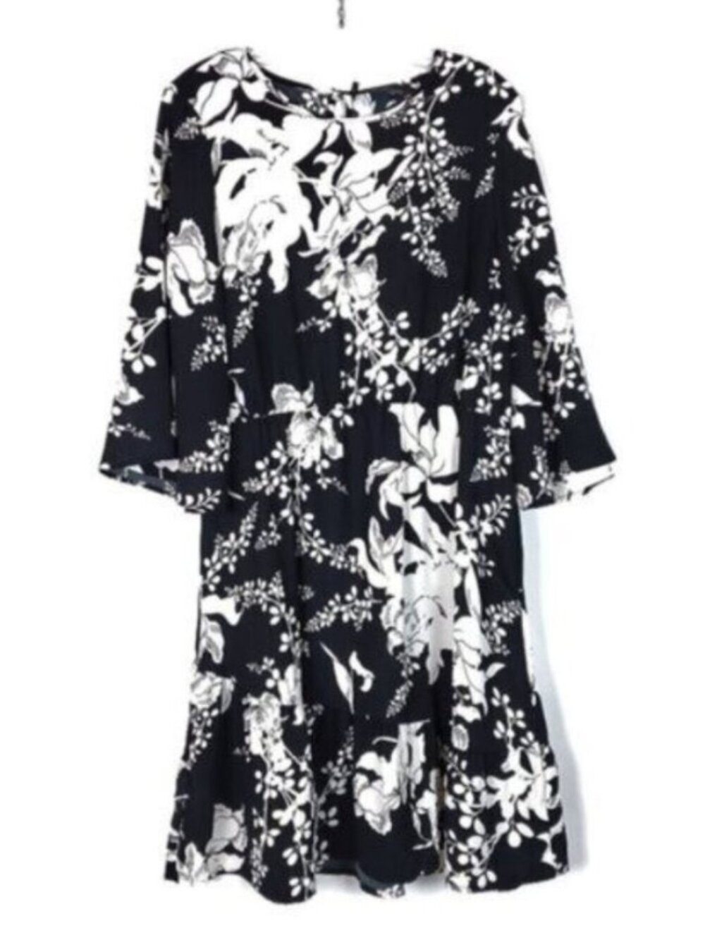 VERO MODA Dress Women’s Black and White Floral Midi Size XL